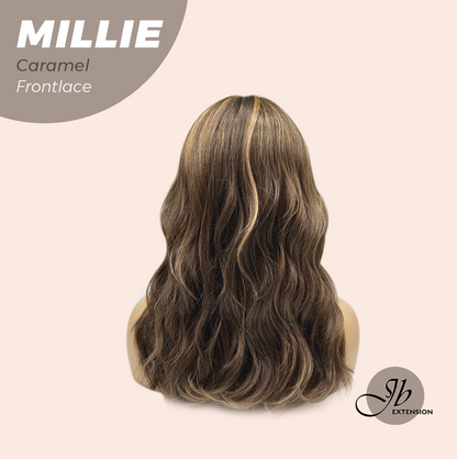 JBEXTENSION 17 Inches Wave Caramel Pre-Cut Frontlace Glueless Wig MILLIE CARAMEL