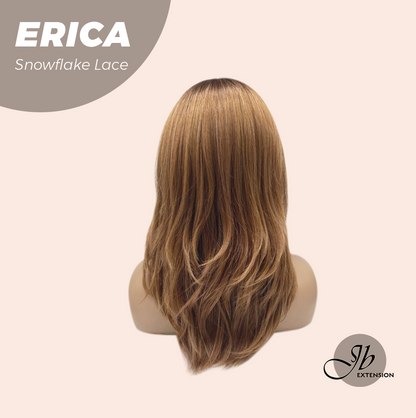 JBEXTENSION 18 Inches Curly Copper Pre-Cut Arc Snowflake Lace Frontlace Glueless Black Sapphire Wig ERICA【BENDY EAR TABS】