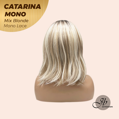 JBEXTENSION CATARINA MONO Full Monofilament Handmade Full Lace Full Hand Tied Wig 13 Inches Mix Blonde Mono Lace Handmade Futura Fiber Wig with Anti-slip Silicone Strips Glueless Wig CATARINA MONO MIX BLONDE【BENDY EAR TABS】