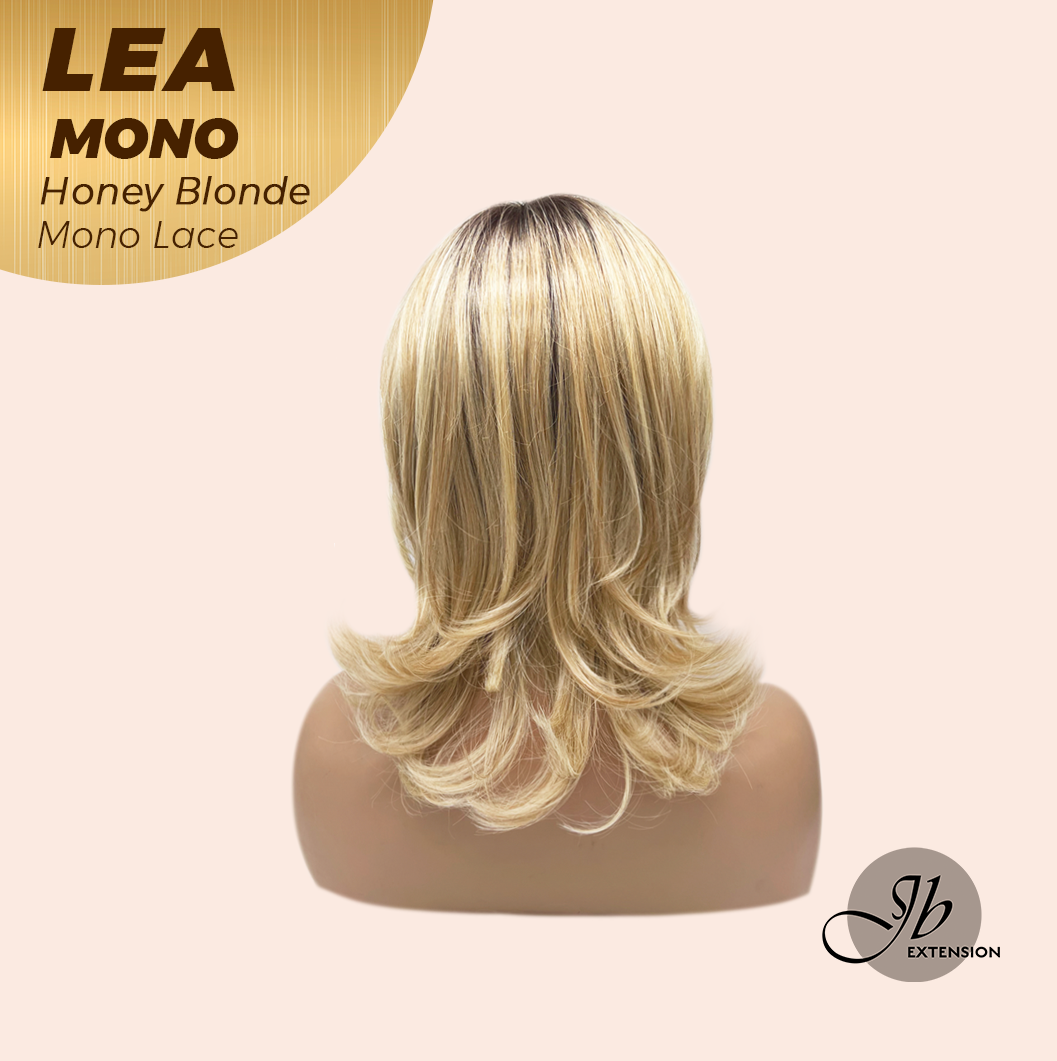 JBEXTENSION LEA MONO Full Monofilament Handmade Full Lace Full Hand Tied Wig 14 Inches Honey Blonde Mono Lace Handmade Futura Fiber Wig with Anti-slip Silicone Strips Glueless Wig LEA MONO HONEY BLONDE【BENDY EAR TABS】