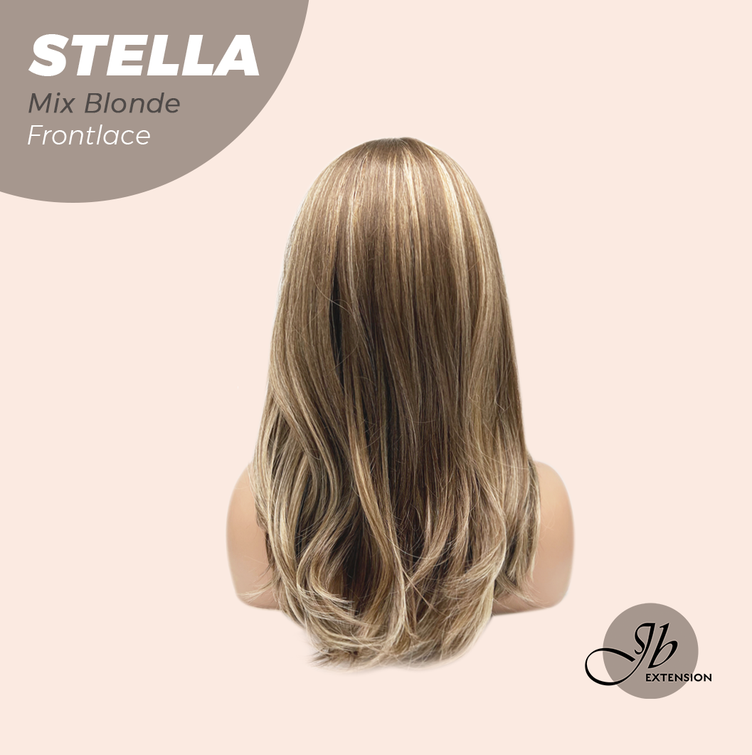 JBEXTENSION 16 Inches Mix Blonde Curly Women Pre-Cut Frontlace Glueless Wig STELLA MIX BLONDE