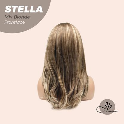 JBEXTENSION 16 Inches Mix Blonde Curly Women Pre-Cut Frontlace Glueless Wig STELLA MIX BLONDE