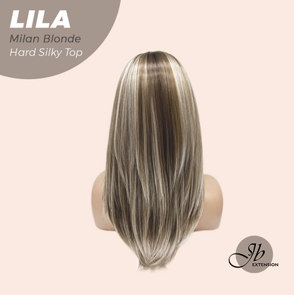 JBEXTENSION 20 Inches Scalpiana Milan Blonde Wolf Cut 3.5X4 Hard Silky Top Natural Scalp Effect Wig With Bangs LILA MILAN BLONDE
