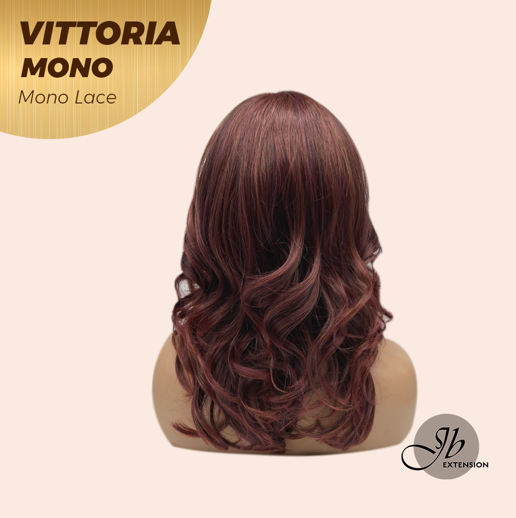 [FINAL SALE] JBEXTENSION VITTORIA MONO Monofilament Handmade Wig 6X5 Full Monofilament Hand Tied Top Wig 16 Inches Dark Red Curly Mono Lace Wig With Anti-slip Silicone Strips Glueless Wig VITTORIA MONO【BENDY EAR TABS】