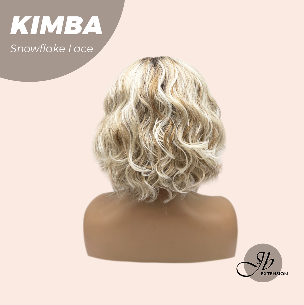 JBEXTENSION 12 Inches Mix Blonde Pre-Cut Arc Snowflake Lace Frontlace Glueless Wig KIMBA【BENDY EAR TABS】