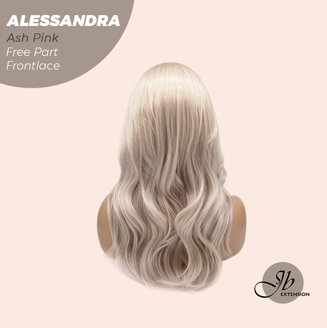 JBEXTENSION 20 Inches Ash Pink Curly Fiber X, Tangle Less Pre-Cut Free Part Frontlace Glueless Wig ALESSANDRA ASH PINK【FIBER X】