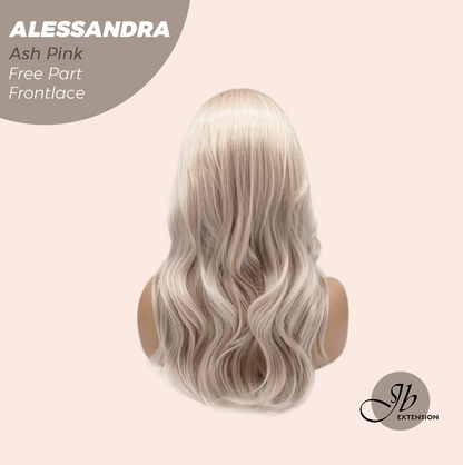 JBEXTENSION 20 Inches Ash Pink Curly Fiber X, Tangle Less Pre-Cut Free Part Frontlace Glueless Wig ALESSANDRA ASH PINK【FIBER X】