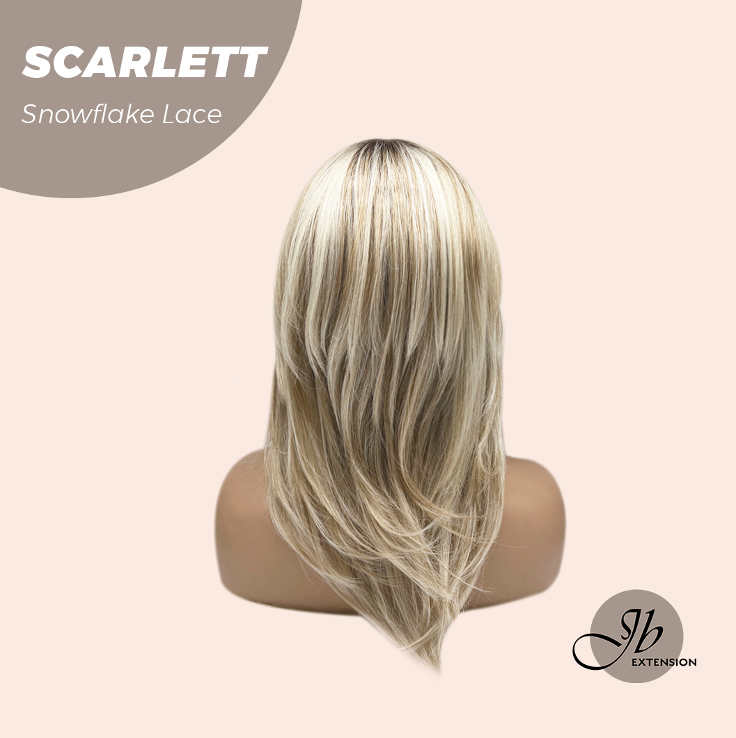 JBEXTENSION 19 Inches Curly Mix Blonde Pre-Cut Arc Snowflake Lace Frontlace Glueless Wig SCARLETT【BENDY EAR TABS】