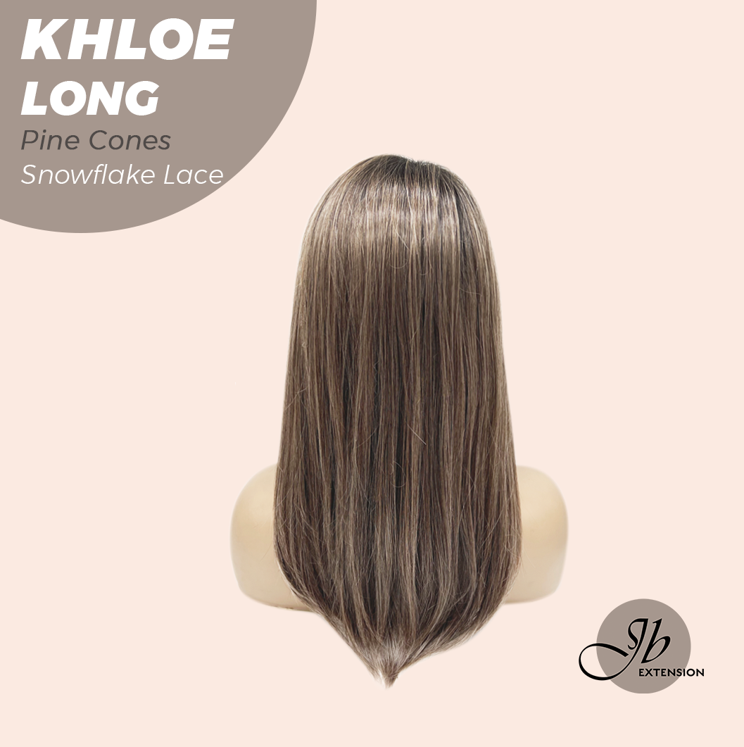 JBEXTENSION 18 Inches Pine Cones Pre-Cut Snowflake Lace Frontlace Glueless Wig KHLOE LONG PINE CONES【PERMATEASE】【BENDY EAR TABS】- M/L