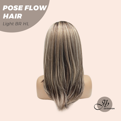 JBEXTENSION 18 Inches Light Brown Highlight Headband Wig POSE FLOW HAIR - LIGHT BROWN HIGHLIGHT