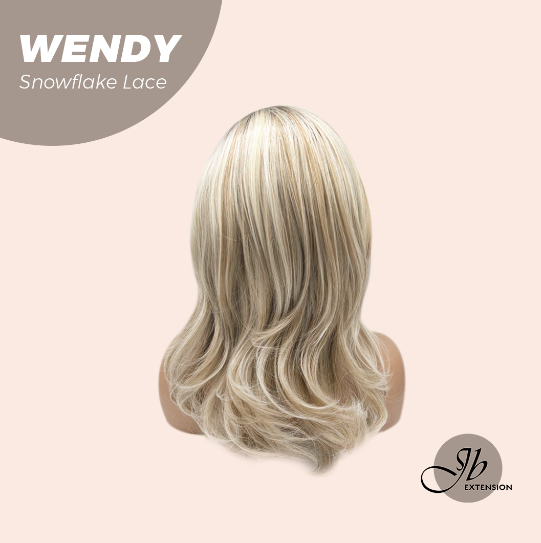 JBEXTENSION 18 Inches Mix Blonde Curly Pre-Cut Side Part Snowflake Lace Frontlace Glueless Wig WENDY【BENDY EAR TABS】- M/L