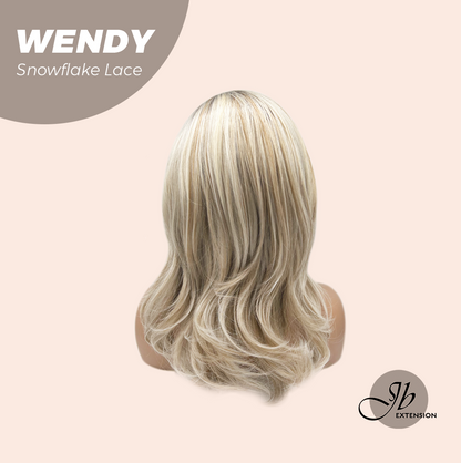 JBEXTENSION 18 Inches Mix Blonde Curly Pre-Cut Side Part Snowflake Lace Frontlace Glueless Wig WENDY【BENDY EAR TABS】- M/L