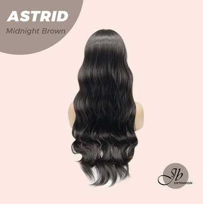 JBEXTENSION 28 Inches Long Wave Midnight Brown(Black/Brown) Wig with Bangs ASTRID MIDNIGHT BROWN