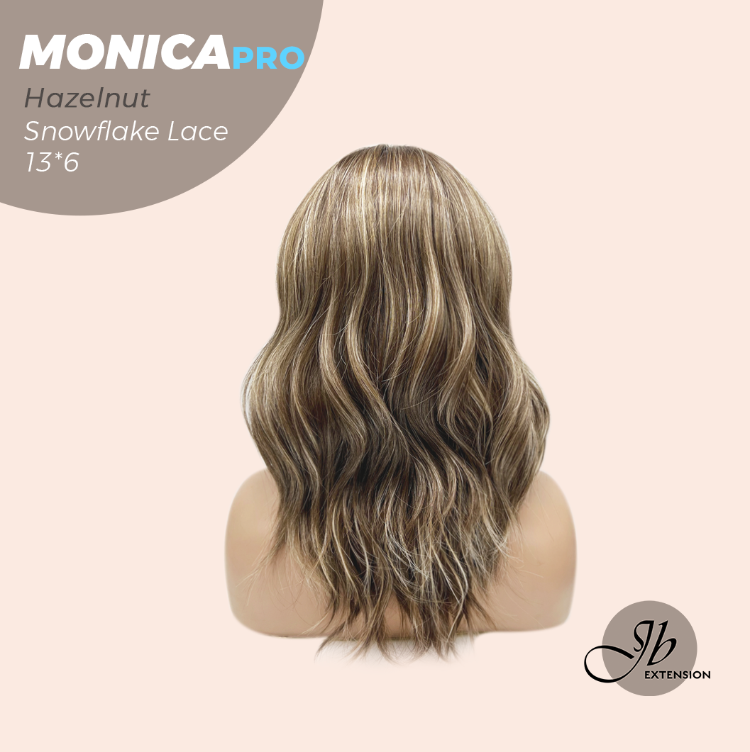 JBEXTENSION 16 Inches Hazelnut Pre-Cut 13X6 Free Part Snowflake Lace Frontlace Glueless Wig MONICA PRO - HAZELNUT【BENDY EAR TABS】