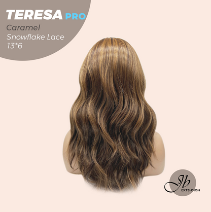 JBEXTENSION 18 Inches Caramel Pre-Cut 13X6 Free Part Snowflake Lace Frontlace Glueless Wig TERESA PRO - CARAMEL【BENDY EAR TABS】