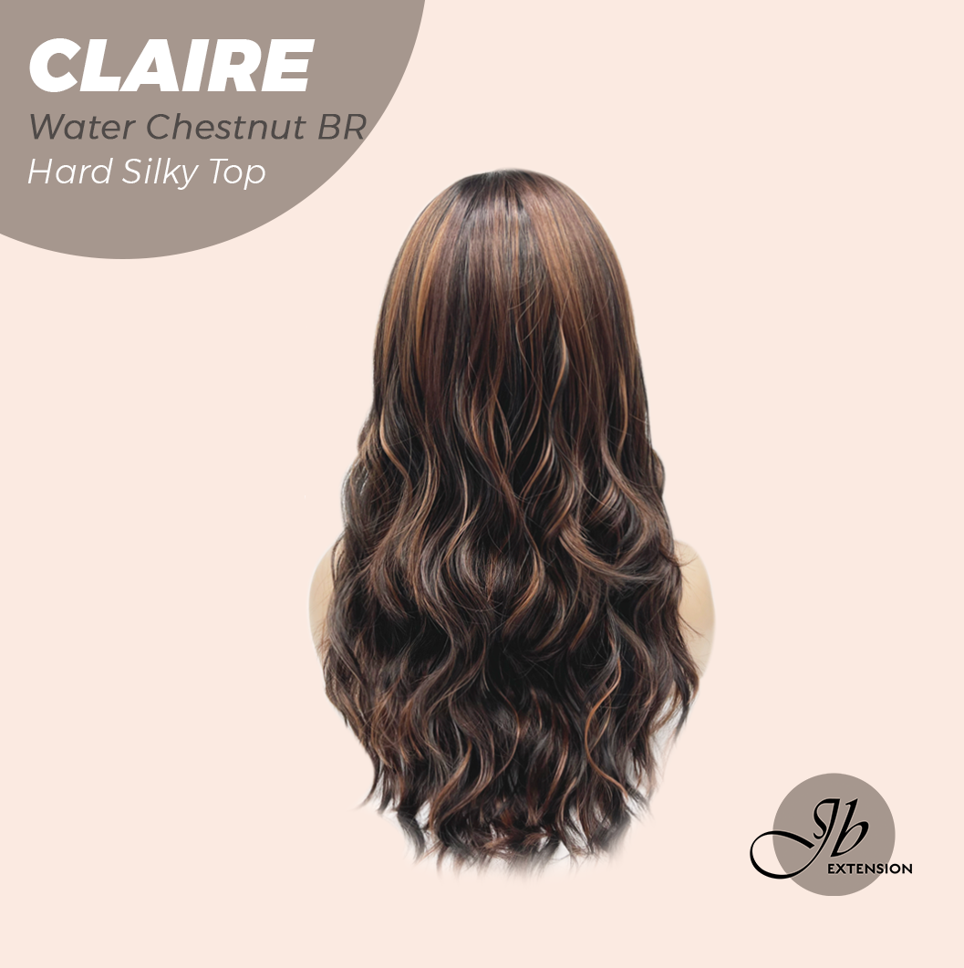 JBEXTENSION 22 Inches Scalpiana Water Chestnut Brown 3.5X4 Hard Silky Top Natural Scalp Effect Women Wig with Bangs CLAIRE SILKY TOP - WATER CHESTNUT BROWN