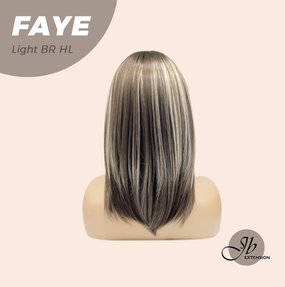 JBEXTENSION 16 Inches Straight Light Brown with Highlight Wig with Bangs FAYE LIGHT BROWN HIGHLIGHT