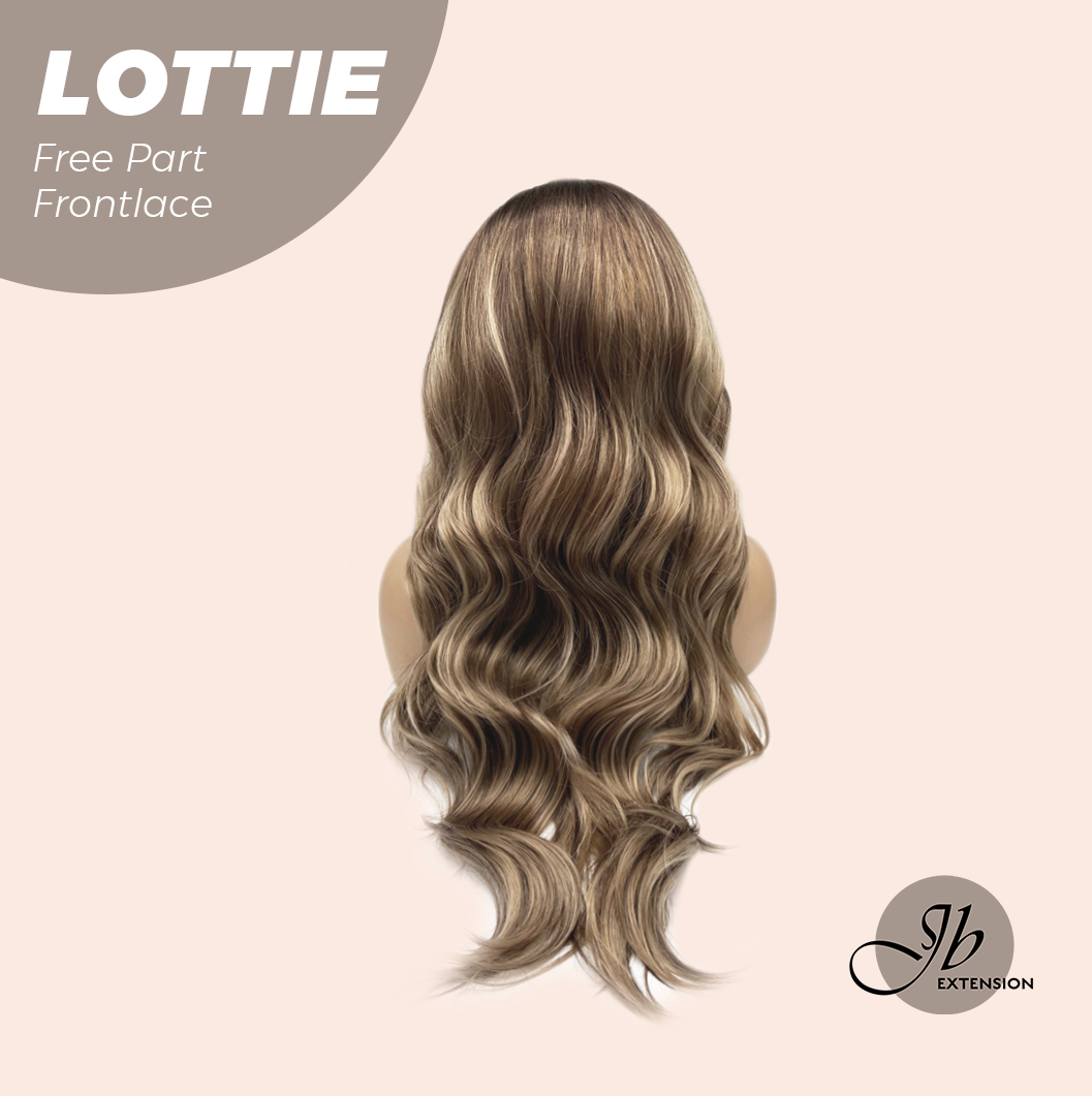 JBEXTENSION 28 Inches Mix Brown Long Wave Fiber X, Tangle Less Pre-Cut Free Part Frontlace Glueless Wig LOTTIE【FIBER X】
