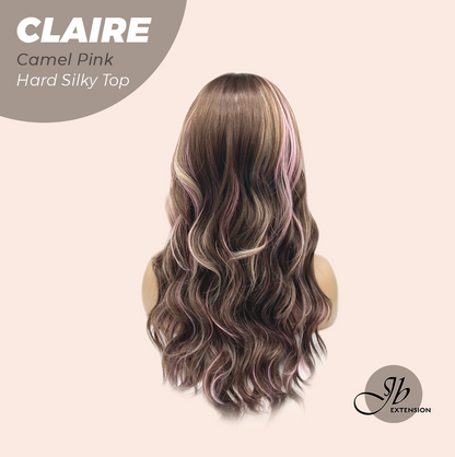 JBEXTENSION 22 Inches Scalpiana Camel Pink 3.5X4 Hard Silky Top Natural Scalp Effect Women Wig with Bangs CLAIRE SILKY TOP - CAMEL PINK