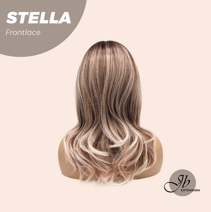 JBEXTENSION 16 Inches Apricot Curly Women Pre-Cut Frontlace Glueless Wig STELLA