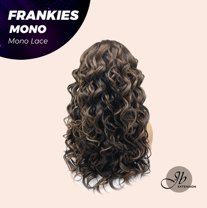 JBEXTENSION FRANKIES MONO Monofilament Handmade Wig 6X5 Full Monofilament Hand Tied Top Wig 19 Inches Dark Brown Highlight Curly Mono Lace Handmade Futura Fiber Glueless Black Sapphire Wig FRANKIES MONO【BENDY EAR TABS】