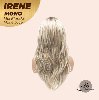 JBEXTENSION IRENE MONO Monofilament Handmade Wig 6X5 Full Monofilament Hand Tied Top Wig 19 Inches Mix Blonde Curly Mono Lace Wig With Anti-slip Silicone Strips Glueless Wig IRENE MONO MIX BLONDE【BENDY EAR TABS】