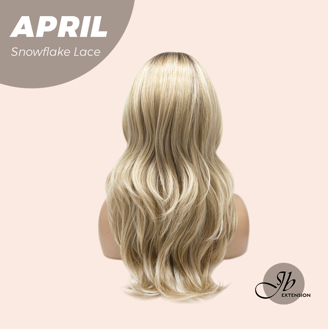 JBEXTENSION 20 Inches Mix Blonde Long Curly Pre-Cut Arc Snowflake Lace Frontlace Glueless Wig APRIL ARC【BENDY EAR TABS】