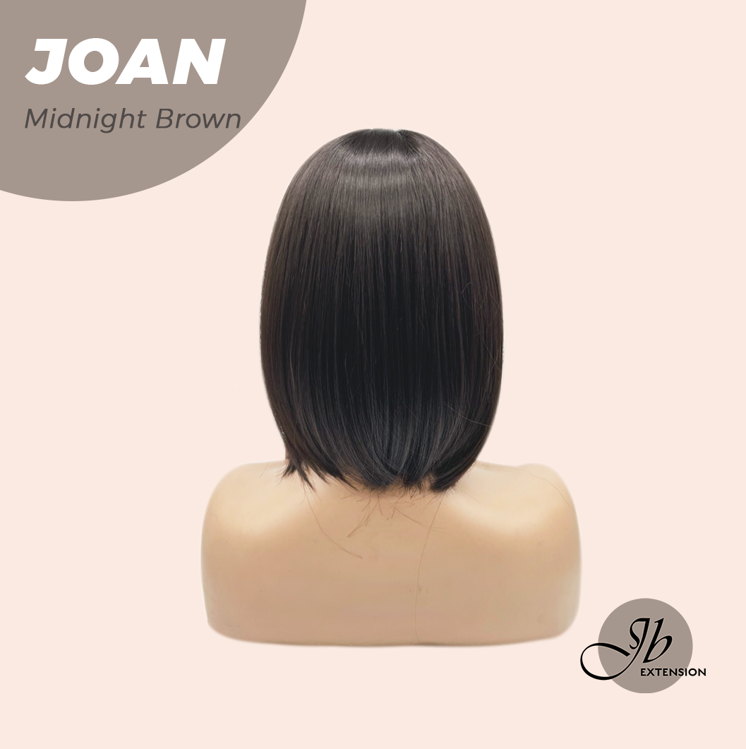JBEXTENSION 10 Inches Bob Cut Midnight Brown(Black/Brown) Wig with Bangs JOAN MIDNIGHT BROWN