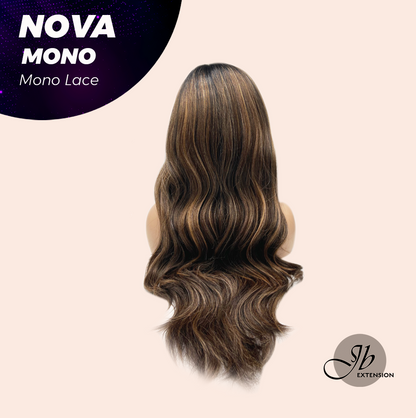 [FINAL SALE] JBEXTENSION NOVA MONO Monofilament Handmade Wig 6X5 Full Monofilament Hand Tied Top Wig 25 Inches Ombre Brown Curly Mono Lace Handmade Futura Fiber Glueless Black Sapphire Wig NOVA MONO【BENDY EAR TABS】