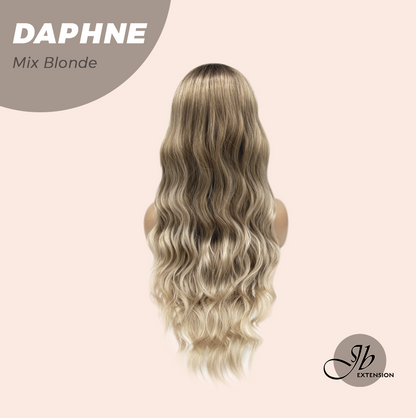JBEXTENSION 29 Inches Long Body Wave Mix Blonde Wig With Bangs DAPHNE MIX BLONDE