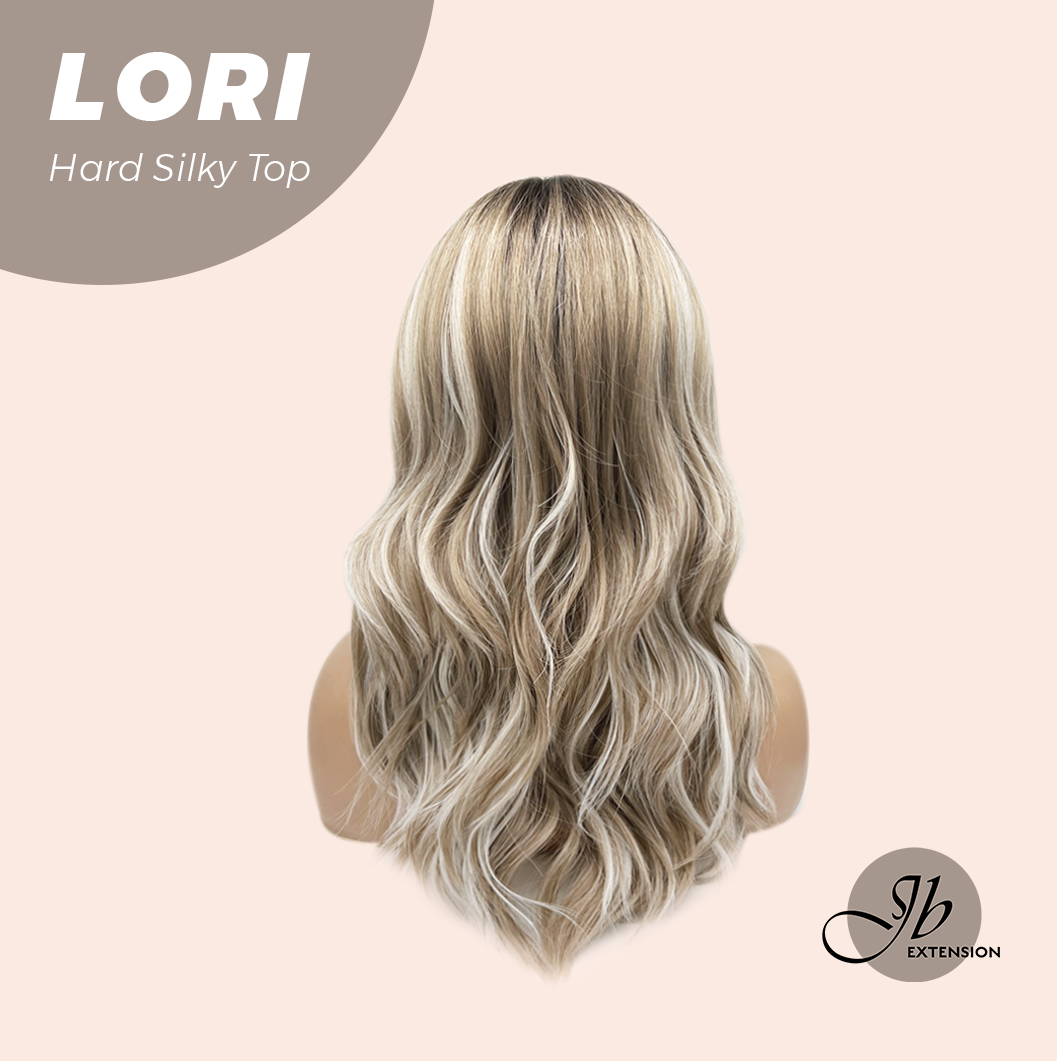 JBEXTENSION 20 Inches Scalpiana Wave Mix Blonde with Dark Root 3.5X4 Hard Silky Top Natural Scalp Effect Wig LORI