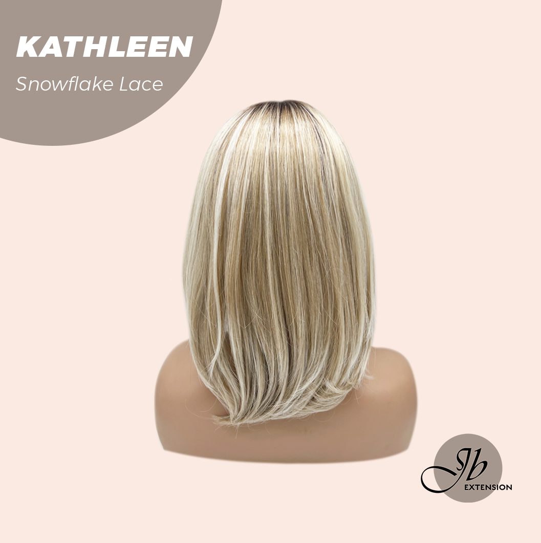 JBEXTENSION 15 Inches Mix Blonde Pre-Cut Arc Snowflake Lace Frontlace Glueless Wig KATHLEEN【BENDY EAR TABS】