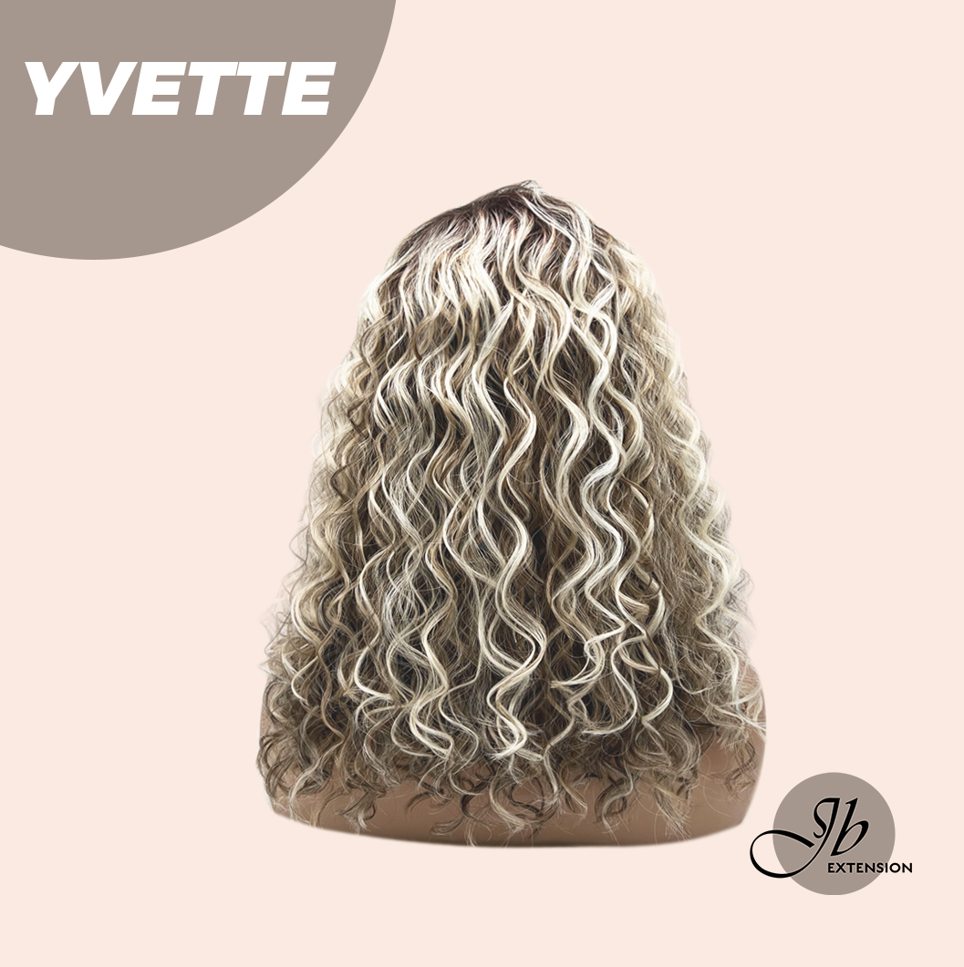 [FINAL SALE] JBEXTENSION 14 Inches Extra Curly Blonde with Brown Highlight Wig Women Fashion Full Machine Wig YVETTE【PLUS PERMATEASE】【BENDY EAR TABS】