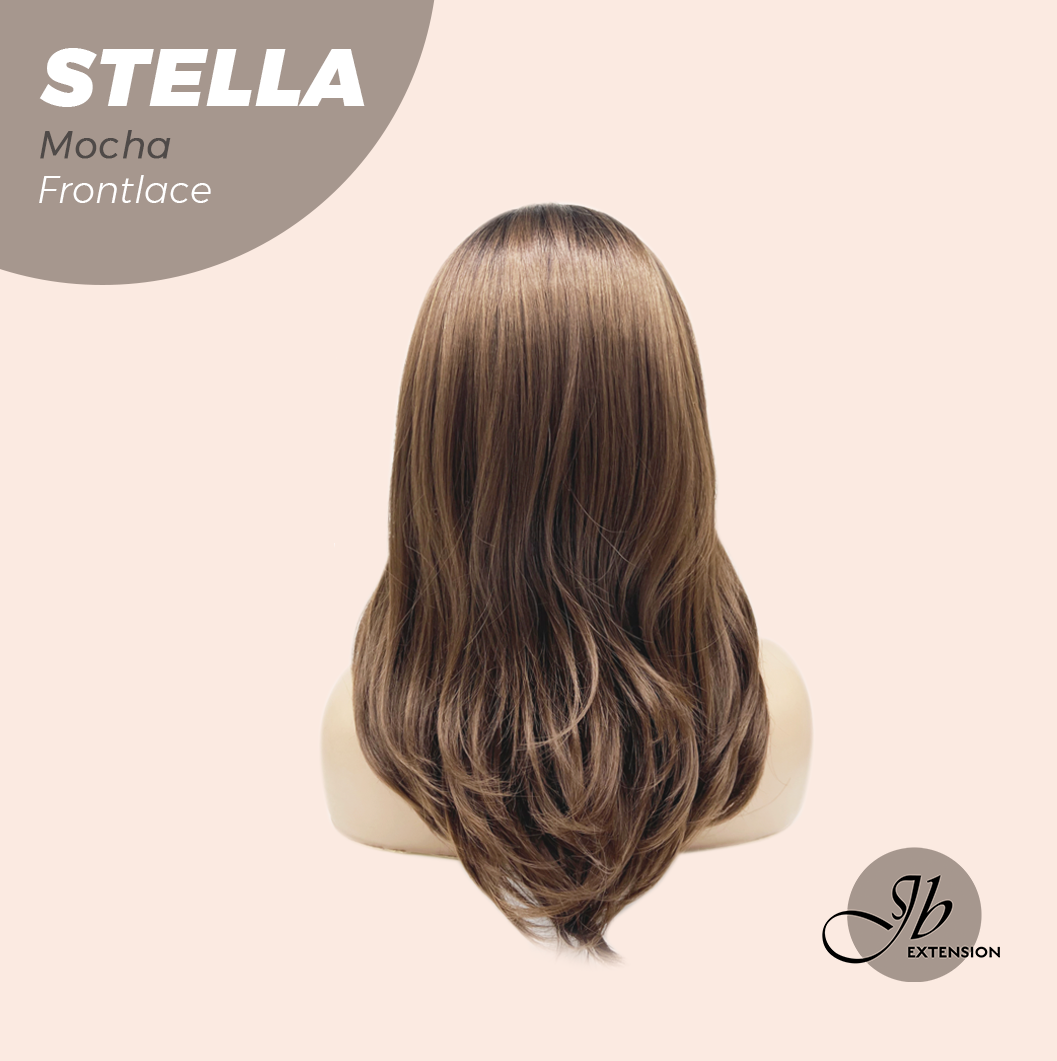JBEXTENSION 16 Inches Mocha Curly Women Pre-Cut Frontlace Glueless Wig STELLA MOCHA