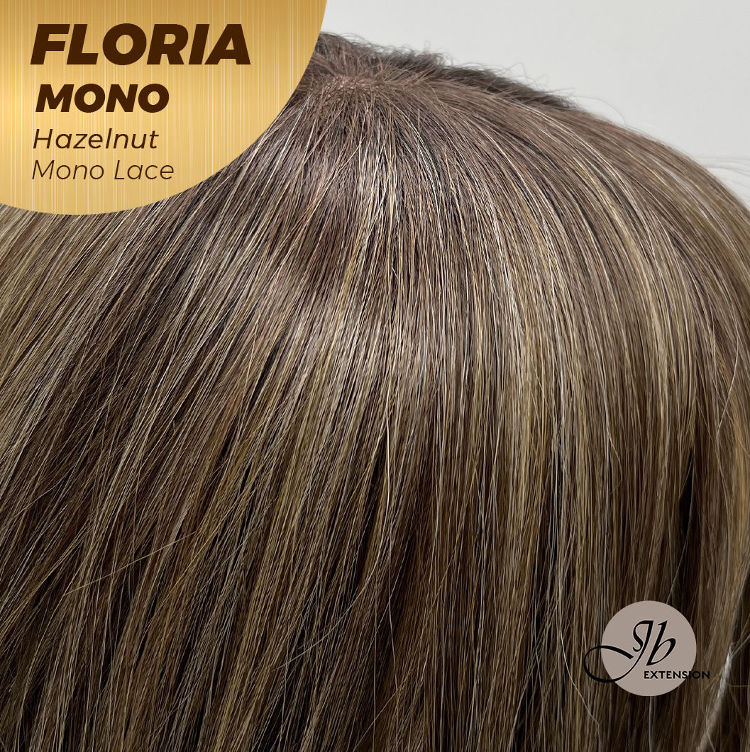 JBEXTENSION FLORIA MONO Full Monofilament Wig 20 Inches Curly Hazelnut Full Mono Lace Glueless with Anti-slip Silicone Strips Wig FLORIA MONO - HAZELNUT【BENDY EAR TABS】
