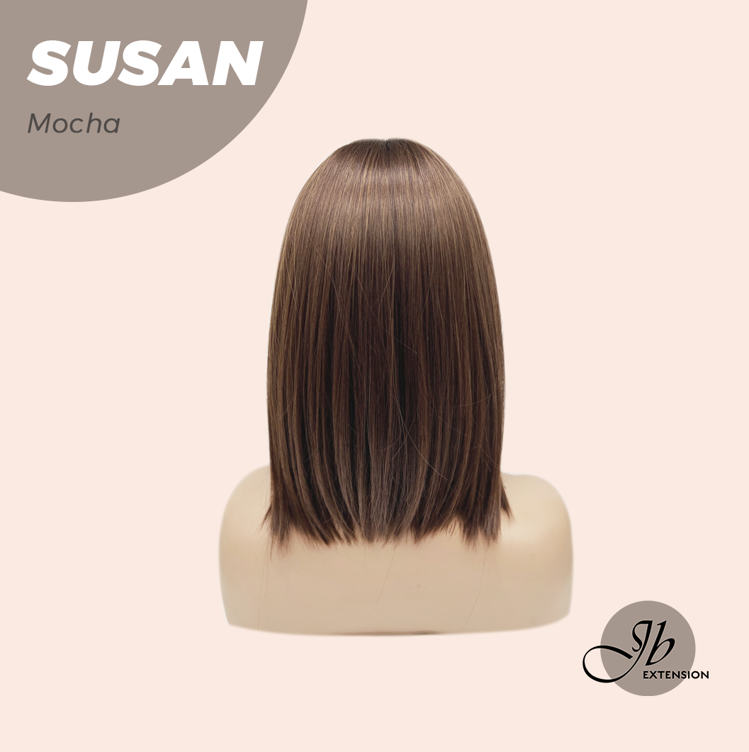 JBEXTENSION 14 Inches Short Bob Cut Mocha Wig with Bangs SUSAN MOCHA