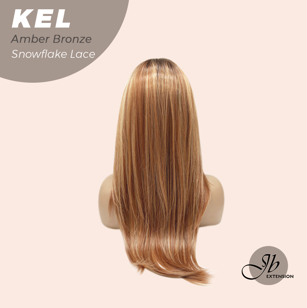 JBEXTENSION 22 Inches Amber Bronze Pre-Cut Snowflake Lace Frontlace Glueless Wig KEL AMBER BRONZE【PERMATEASE】【BENDY EAR TABS】- M/L