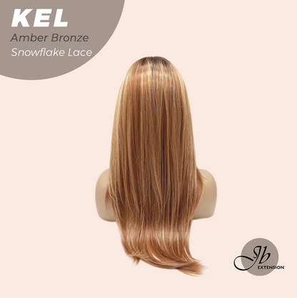 JBEXTENSION 22 Inches Amber Bronze Pre-Cut Snowflake Lace Frontlace Glueless Wig KEL AMBER BRONZE【PERMATEASE】【BENDY EAR TABS】- M/L