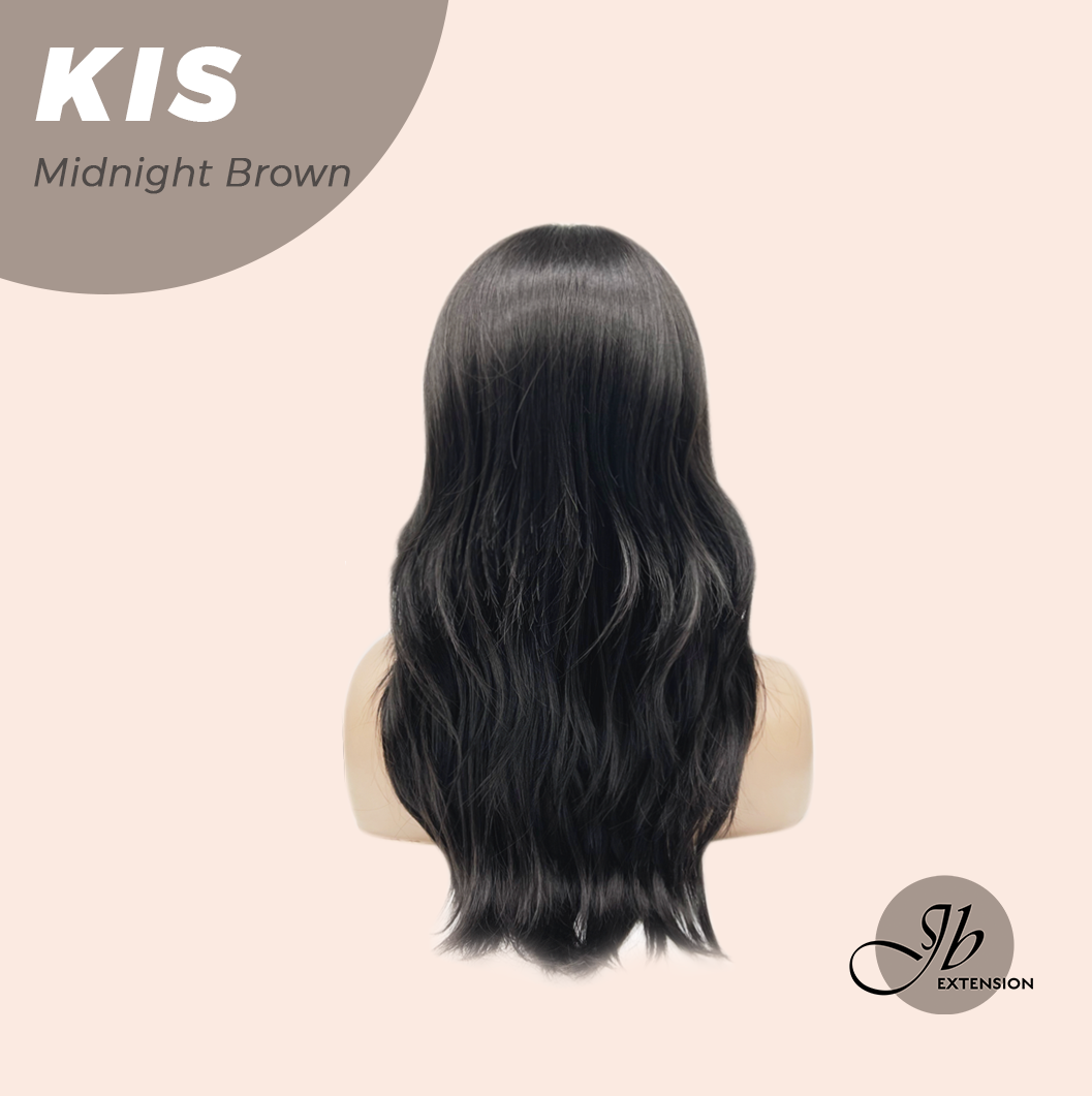 JBEXTENSION 20 Inches Wave Midnight Brown(Black/Brown) Wig with Bangs KIS MIDNIGHT BROWN