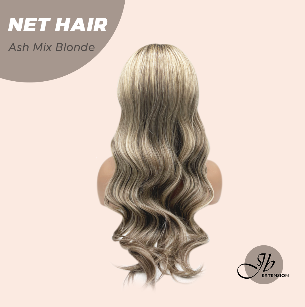 JBEXTENSION 26 Inches Long Wave Hair Ash Mix Blonde Headband Wig NET HAIR