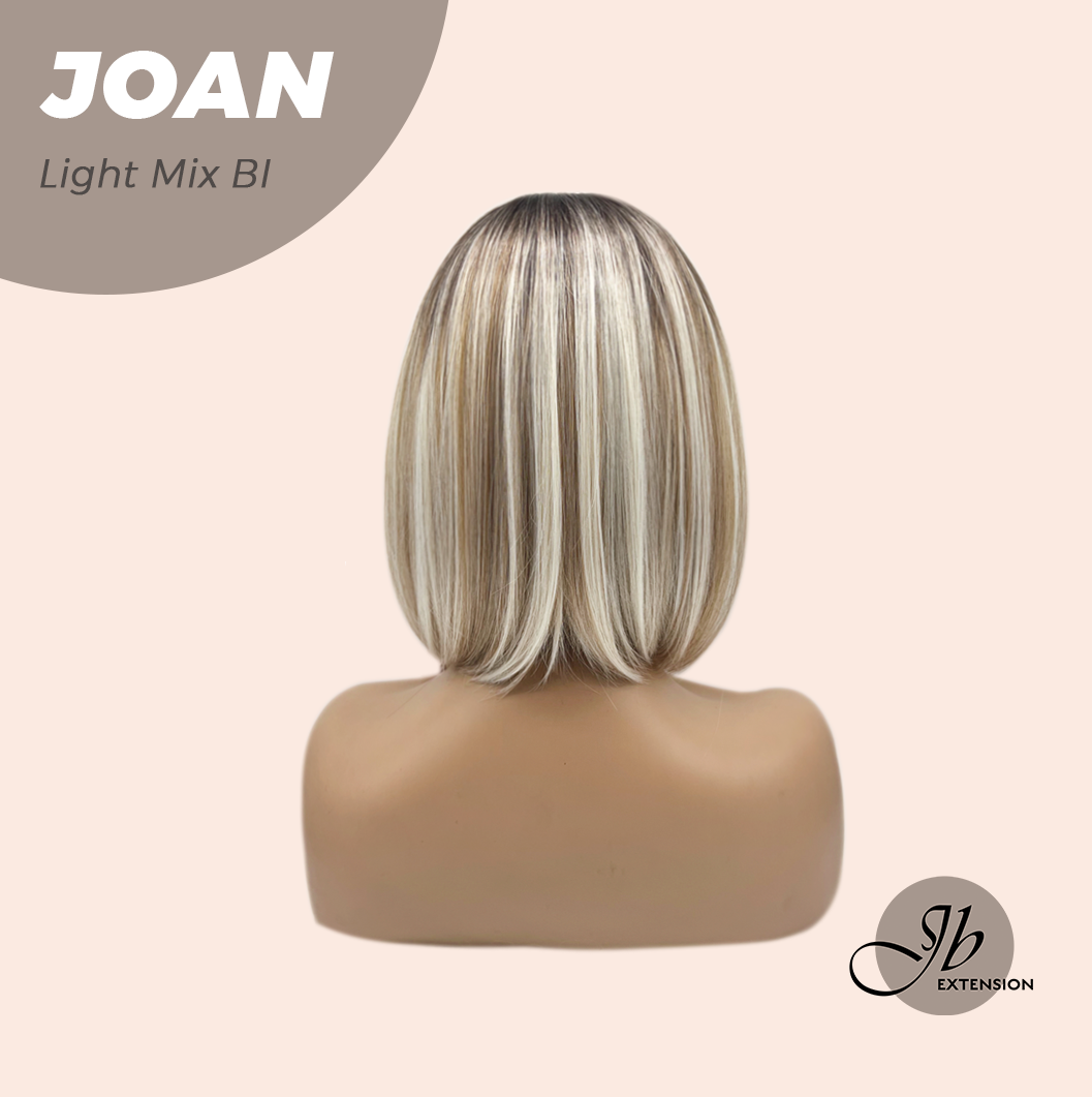 JBEXTENSION 10 Inches Bob Cut Light Mix Blonde Wig with Bangs JOAN LIGHT MIX BLONDE