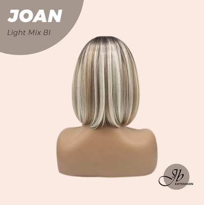 JBEXTENSION 10 Inches Bob Cut Light Mix Blonde Wig with Bangs JOAN LIGHT MIX BLONDE