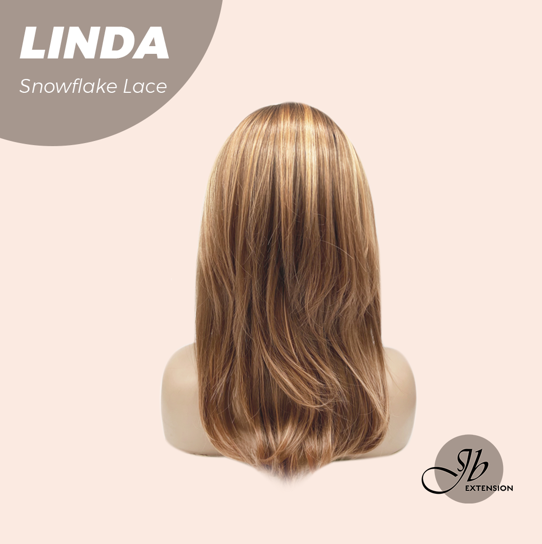 JBEXTENSION 18 Inches Copper Pre-Cut Arc Snowflake Lace Frontlace Glueless Wig LINDA SNOWFLAKE【BENDY EAR TABS】