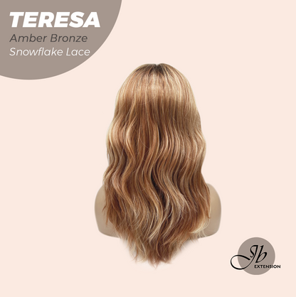 JBEXTENSION 18 Inches Amber Bronze Pre-Cut Snowflake Lace Frontlace Glueless Wig TERESA AMBER BRONZE【PERMATEASE】【BENDY EAR TABS】- M/L