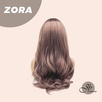 JBEXTENSION 22 Inches Purple with Dark Root Curly Wig with Bangs ZORA