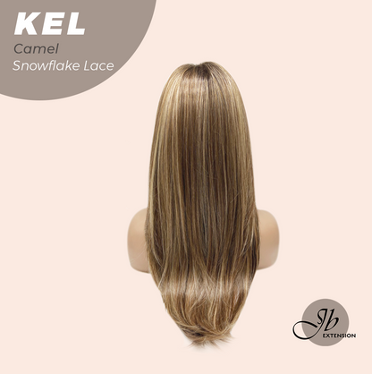 JBEXTENSION 22 Inches Camel Pre-Cut Snowflake Lace Frontlace Glueless Wig KEL CAMEL【PERMATEASE】【BENDY EAR TABS】- S/M