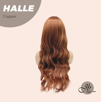 JBEXTENSION 27 Inches Long Wave Copper Wig with Bangs HALLE COPPER
