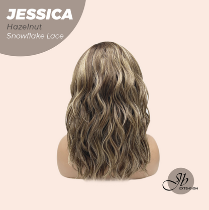 JBEXTENSION 16 Inches Hazelnut Curly Pre-Cut Side Part Snowflake Lace Frontlace Glueless Wig JESSICA HAZELNUT【BENDY EAR TABS】