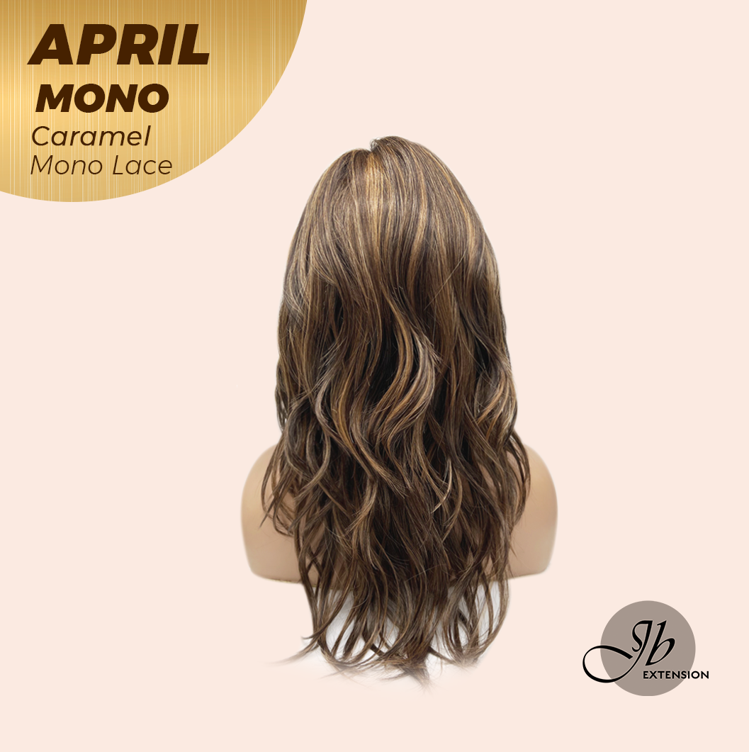 JBEXTENSION APRIL MONO Monofilament Handmade Wig 6X5 Full Monofilament Hand Tied Top Wig 18 Inches Caramel Mono Lace Wig With Anti-slip Silicone Strips Glueless Wig APRIL MONO CARAMEL【BENDY EAR TABS】