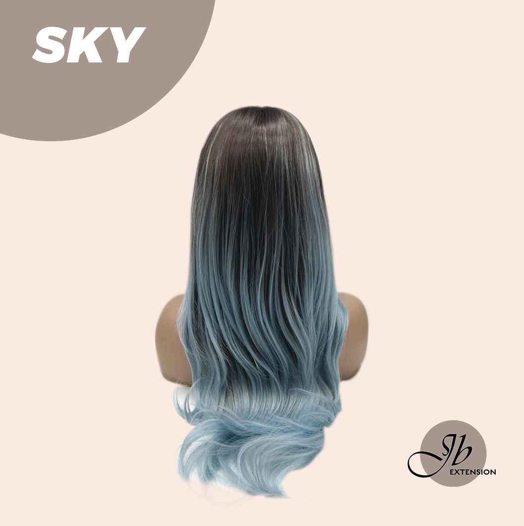 JBEXTENSION 24 Inches Long Light Blue Wig with Bangs SKY